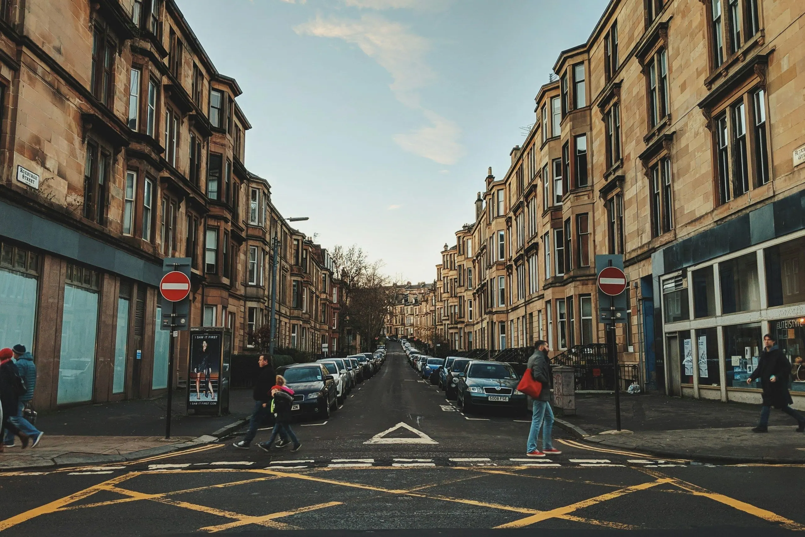 A tenement-lined street in Hillhead in Glasgow's West End